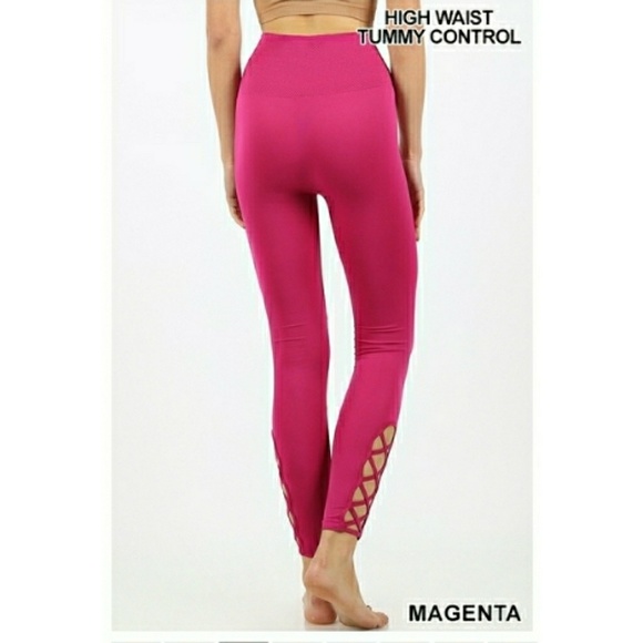 NWT SOFT MAGENTA TUMMY CONTROL LATTICE HEM LEGNGS - Picture 4 of 5